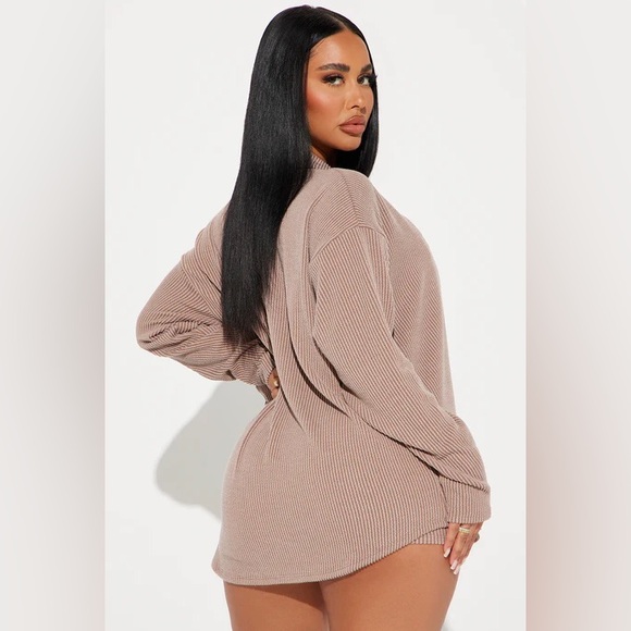 623/Tan Ribbed Two-Piece Set - Picture 3 of 3